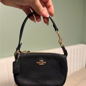Coach Black Mini Leather Bag with Gold Accents
